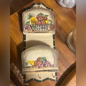Rustic Fruit-Themed Wall Decor Display Shelf/ key hanger